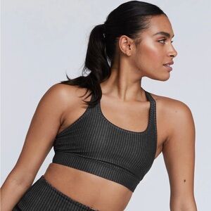 NWT Wear It To Heart Strappy Black Bra and Grey Stripe